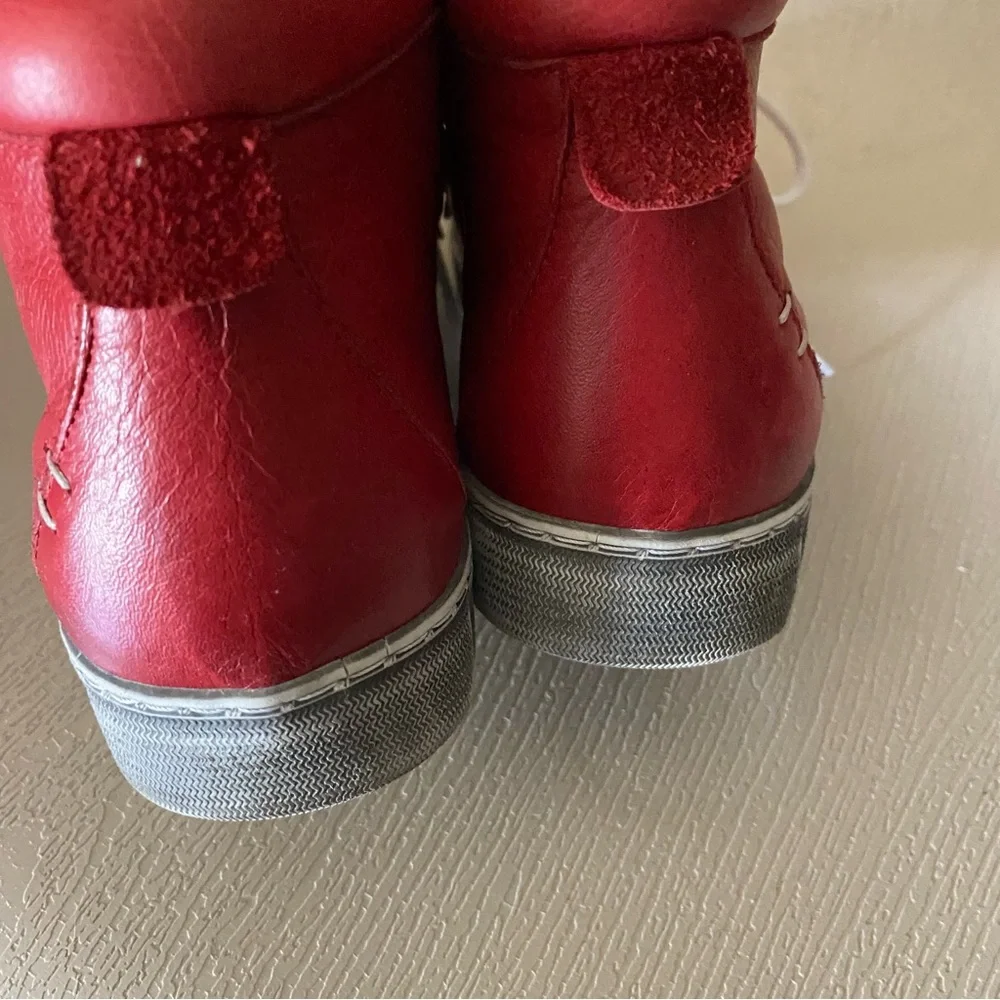 Gelato Tampa High Top Soft Leather Sneaker| Red| Women's Size euro 37